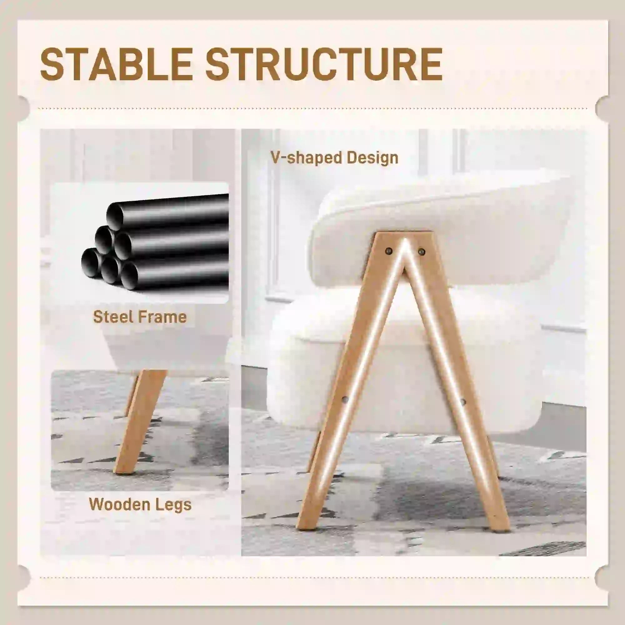 Sherpa Fleece Accent Chair, Upholstered Armchair with Wood Legs, White Accent Chairs at Gallery Canada