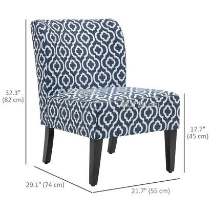 Armless Accent Chair for Bedroom, Upholstered Slipper Side Chair for Living Room with Wood Legs, Blue Accent Chairs at Gallery Canada