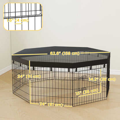 8 Panels Foldable Dog Playpen With Top Cover, 24" High Dog PlayPens at Gallery Canada