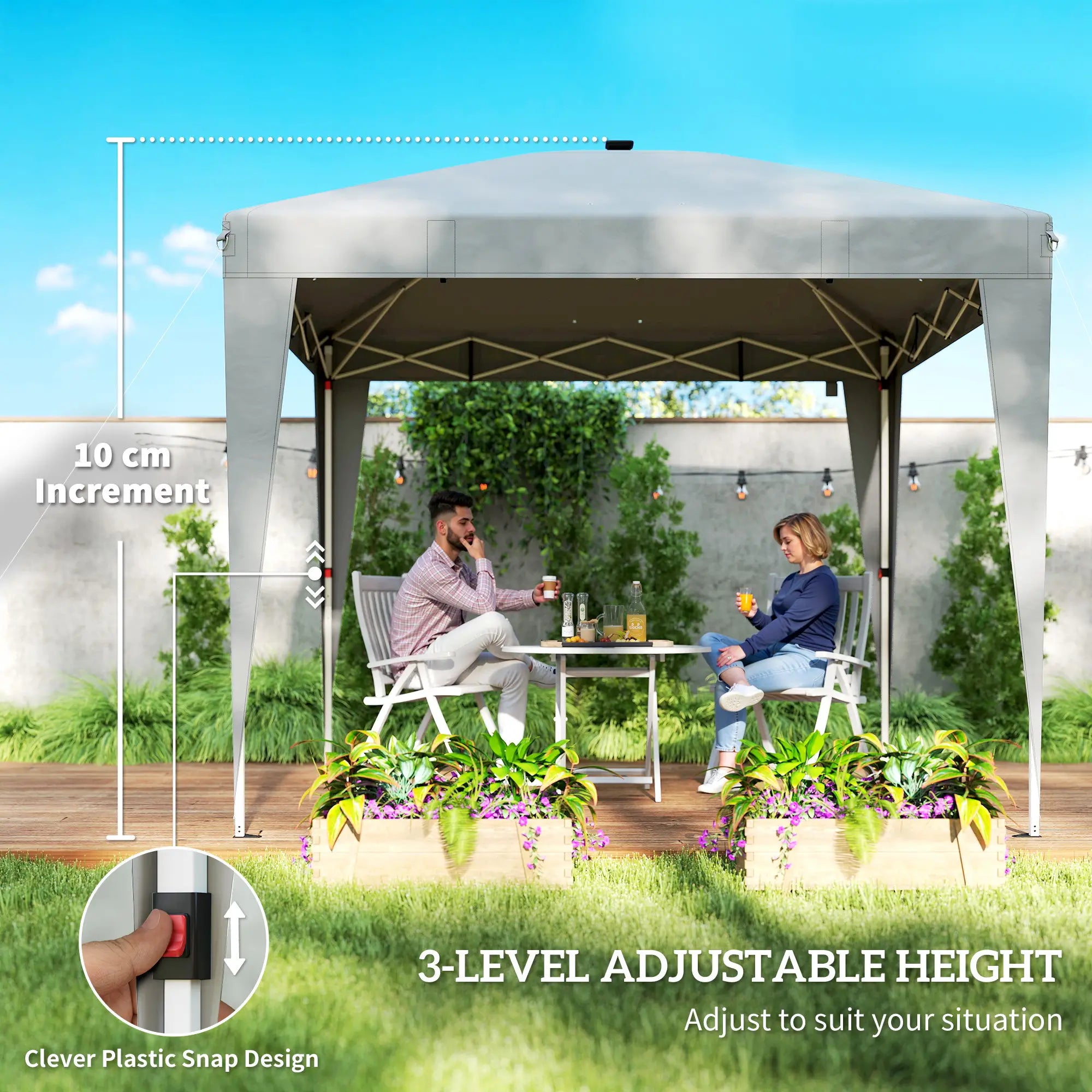10 x 10 ft Pop Up Canopy Tent, Remote Control, UPF 50+, Light Grey Pop Up Canopies at Gallery Canada