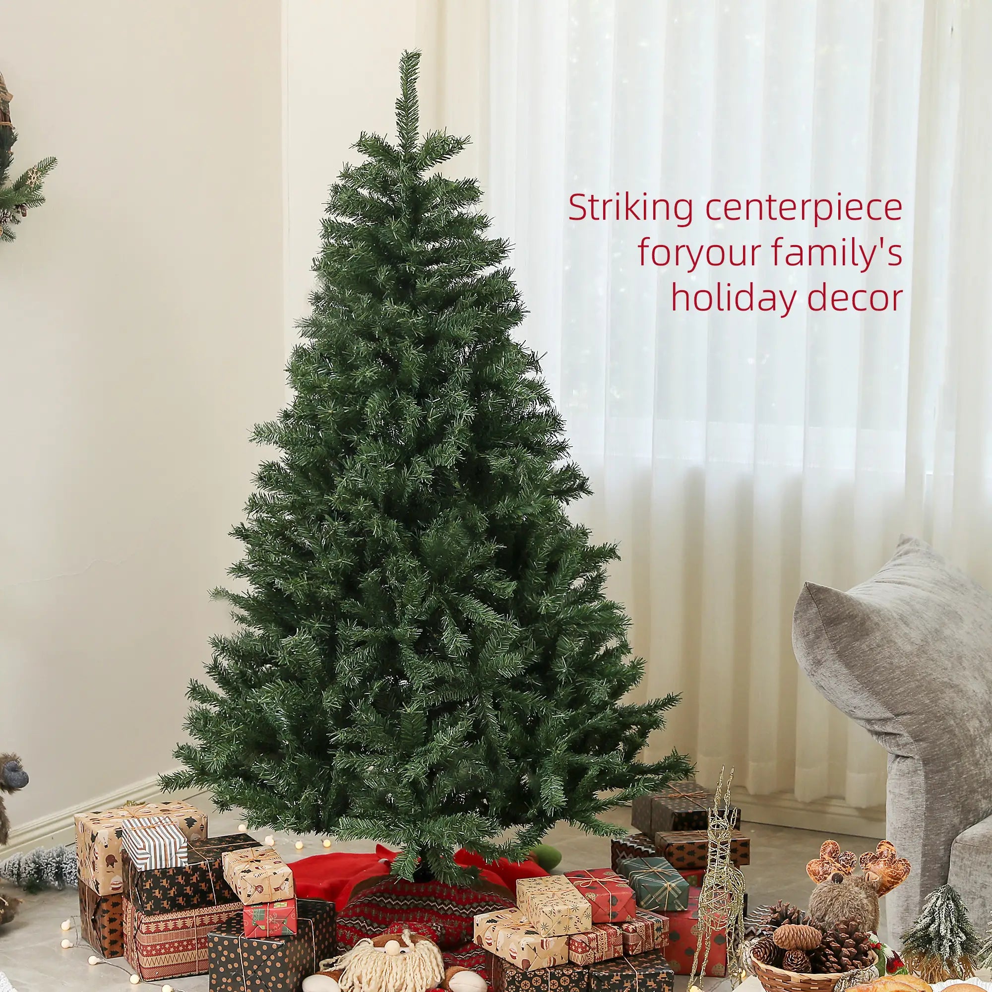 6ft Artificial Christmas Tree, Auto Open, Steel Base, Green Artificial Christmas Trees at Gallery Canada