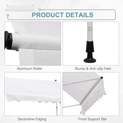 10x5ft Manual Retractable Awning, Patio Sun Shade, Water Resistant, White Window Awnings at Gallery Canada