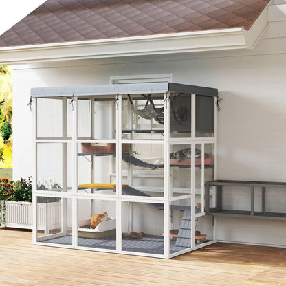 71" Catio Outdoor Cat Enclosure, Weatherproof Tarp, Hammock, Condo, Platforms Outdoor Cat Enclosures at Gallery Canada