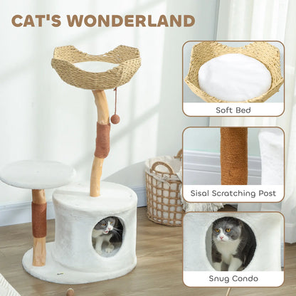 40 Inch Real Wood Cat Tree, Large Adult Cats, Scratching Posts, Condo, Perch Cat Trees at Gallery Canada
