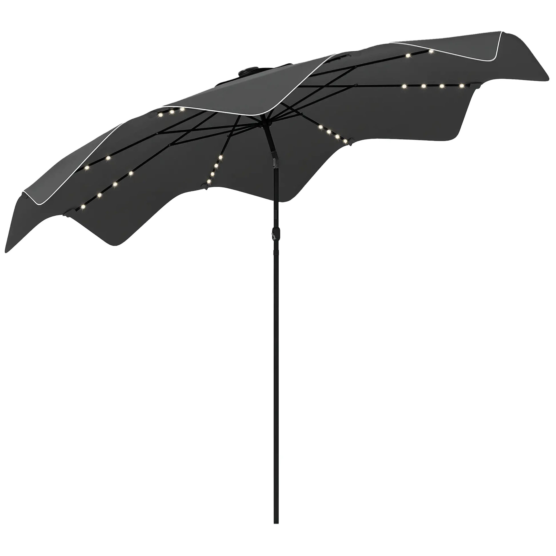 Solar Patio Umbrella with LED, Tilt, Crank, 10 x 10 ft, Dark Grey Sun Umbrellas at Gallery Canada