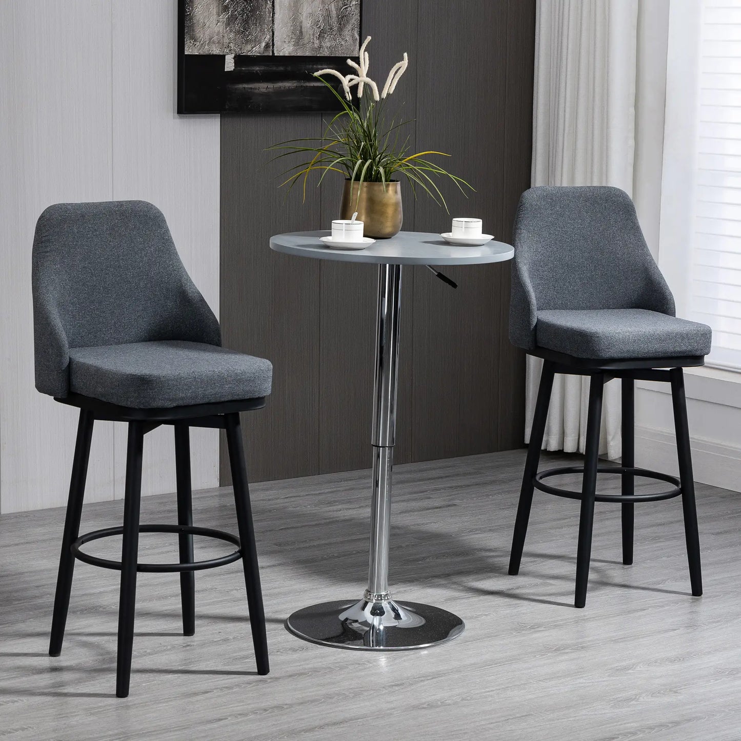 Extra Tall Bar Stools Set of 2, 360° Swivel, Steel Legs, Charcoal Grey Bar Stools at Gallery Canada