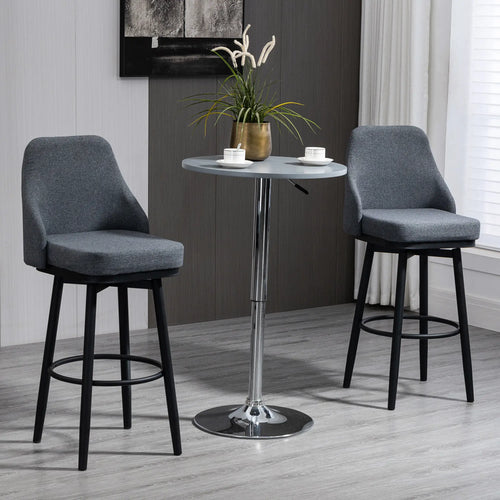 Extra Tall Bar Stools Set of 2, 360° Swivel, Steel Legs, Charcoal Grey