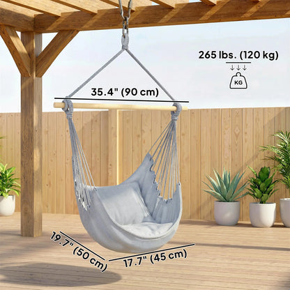Hanging Macrame Chair With Two Seat Cushions, Grey Hanging Porch Swings at Gallery Canada
