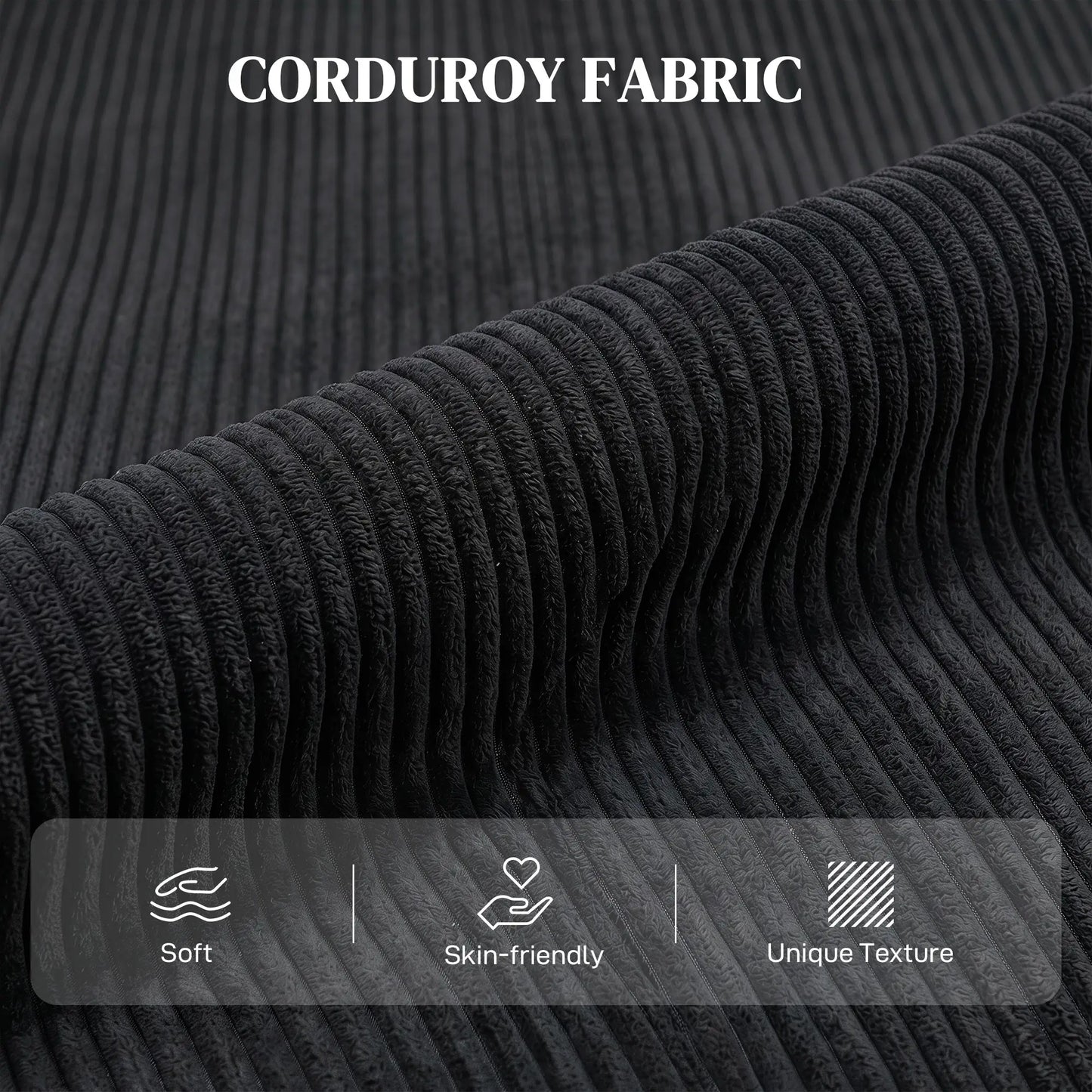 Fauteuil inclinable Corduroy, siège rembourré, noir
