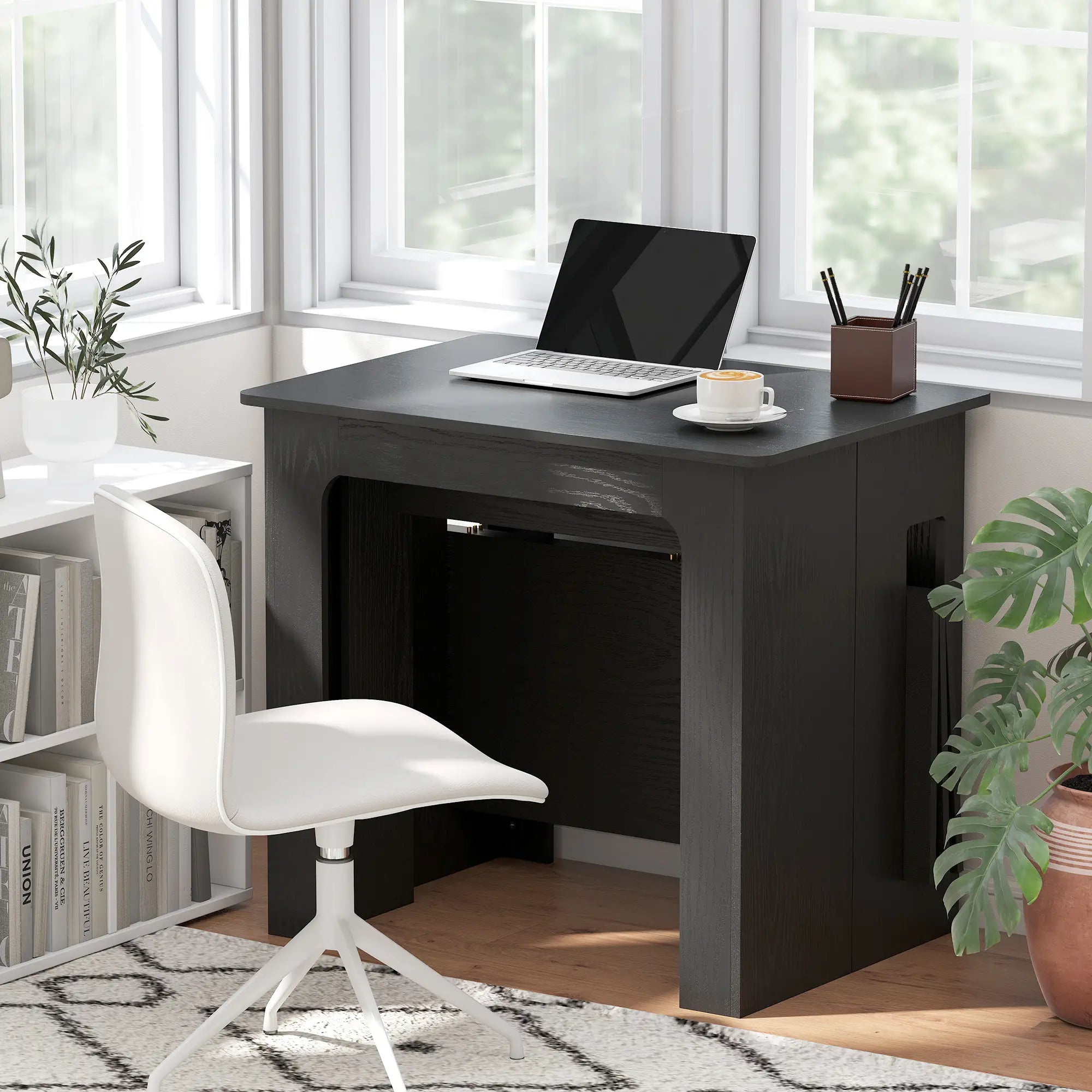 Extendable Dining Table, Expandable Kitchen Table, Seats 6, Distressed, Black Dining Tables at Gallery Canada