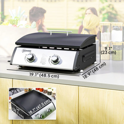 2 Burner Gas Grill, Portable Tabletop BBQ, Camping Picnic, Silver Propane Gas Grills at Gallery Canada