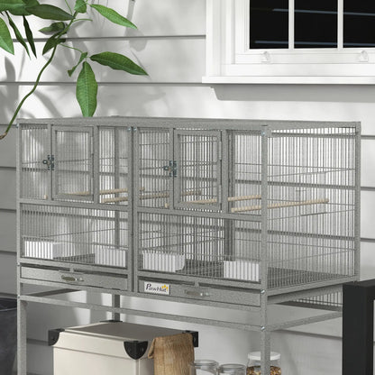 Large Double Rolling Metal Bird Cage, Removable Tray Storage Shelf Bird Cages at Gallery Canada