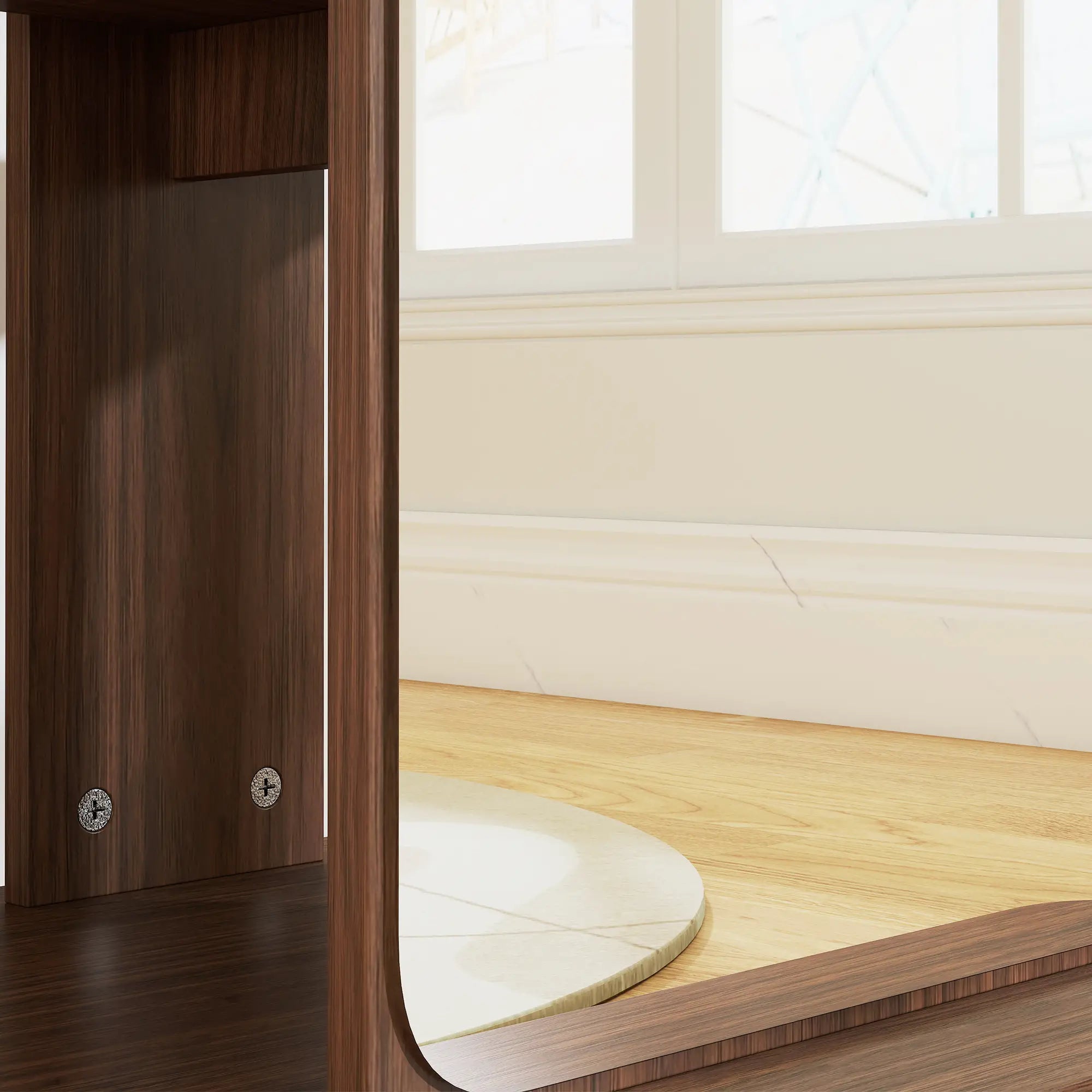 Full Length Floor Mirror With Storage Shelves, Wood Grain, Brown Full Length Mirrors at Gallery Canada