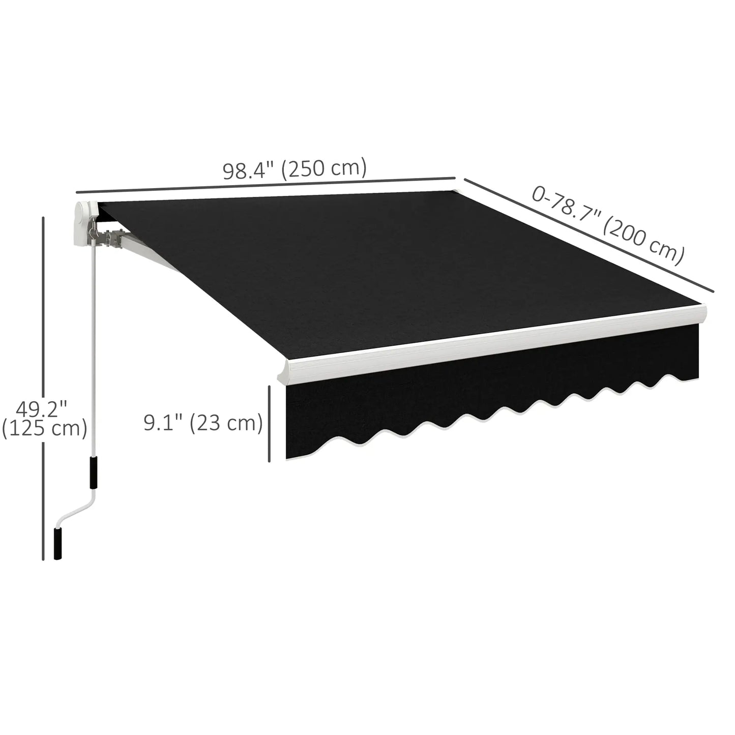 8'x7' Manual Retractable Patio Awning, Sun Shade, Black Door Awnings at Gallery Canada
