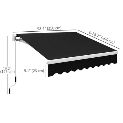 8'x7' Manual Retractable Patio Awning, Sun Shade, Black Door Awnings at Gallery Canada