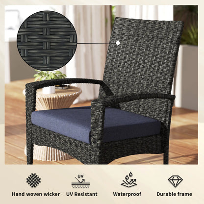 Outdoor Rocking Chair, Patio Wicker Chair, Removable Cushion, Navy Blue Outdoor Rocking Chairs at Gallery Canada