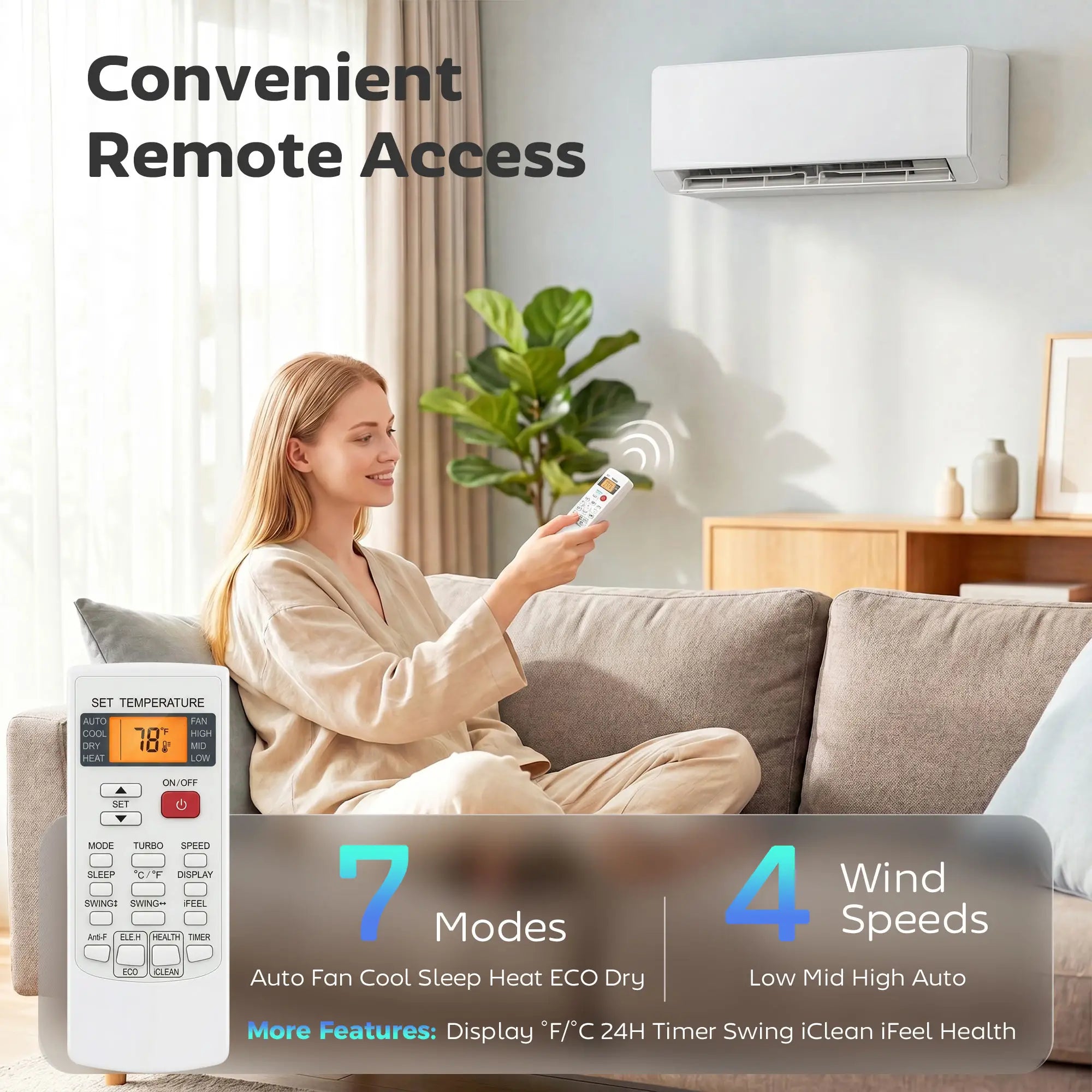 18000 BTU Mini Split AC, 22 SEER2 230V Wifi, Heats & Cools 1250 Sq Ft Air Conditioner at Gallery Canada