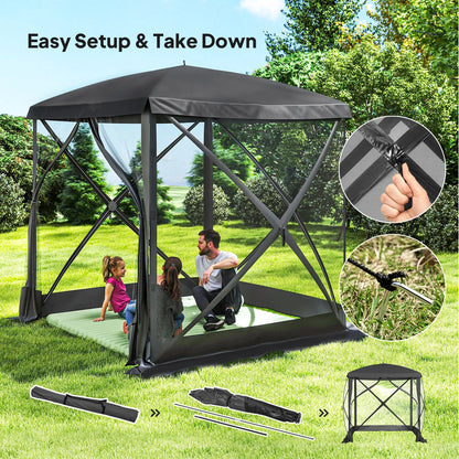 Pop-Up Tent, Foldable with Carry Bag, Zippered Door, Fits 3-4 People, Black Pop Up Canopies at Gallery Canada