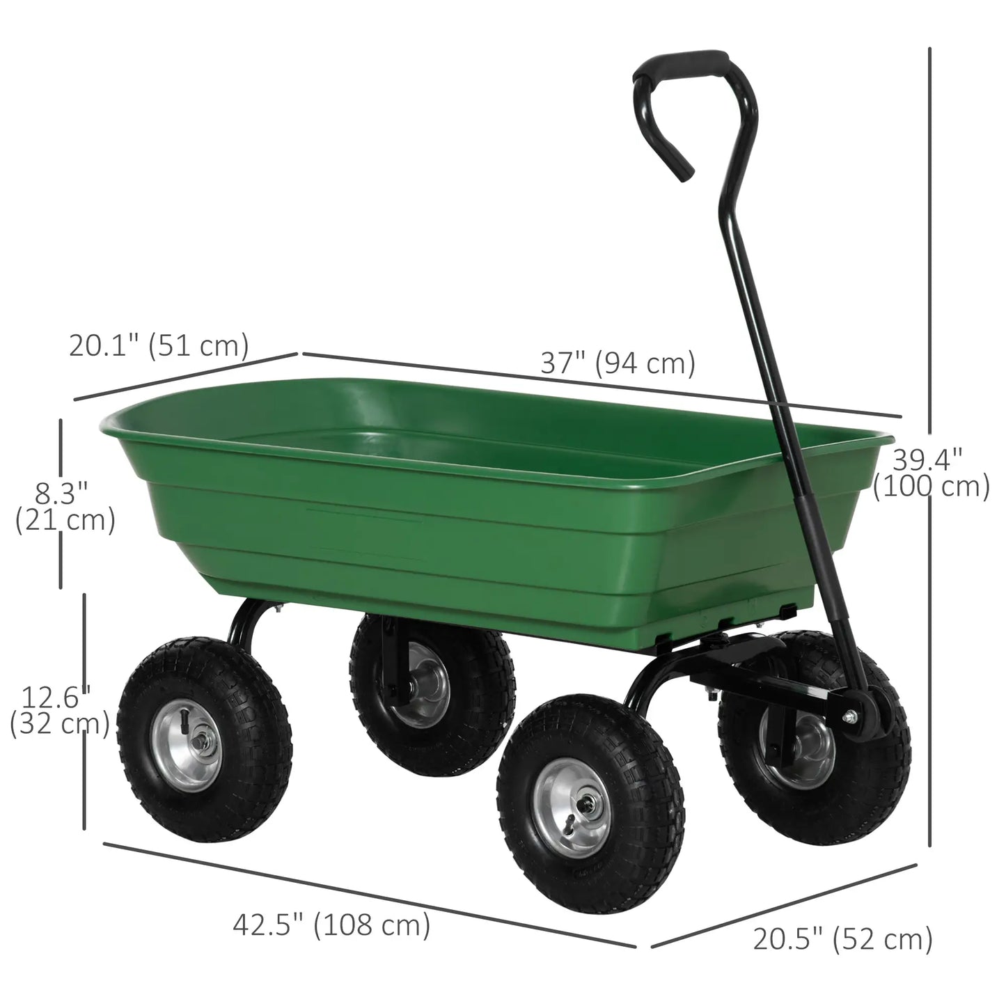 Steel Garden Cart, 10" Pneumatic Tires, Utility Wagon, 551 lbs Capacity Folding Garden Carts at Gallery Canada