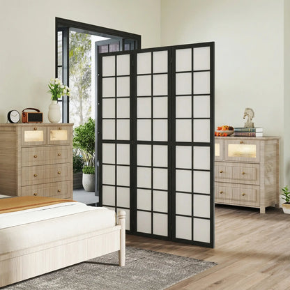 3 Panel Room Divider, 5.6 ft Folding Partition, Black Room Dividers at Gallery Canada