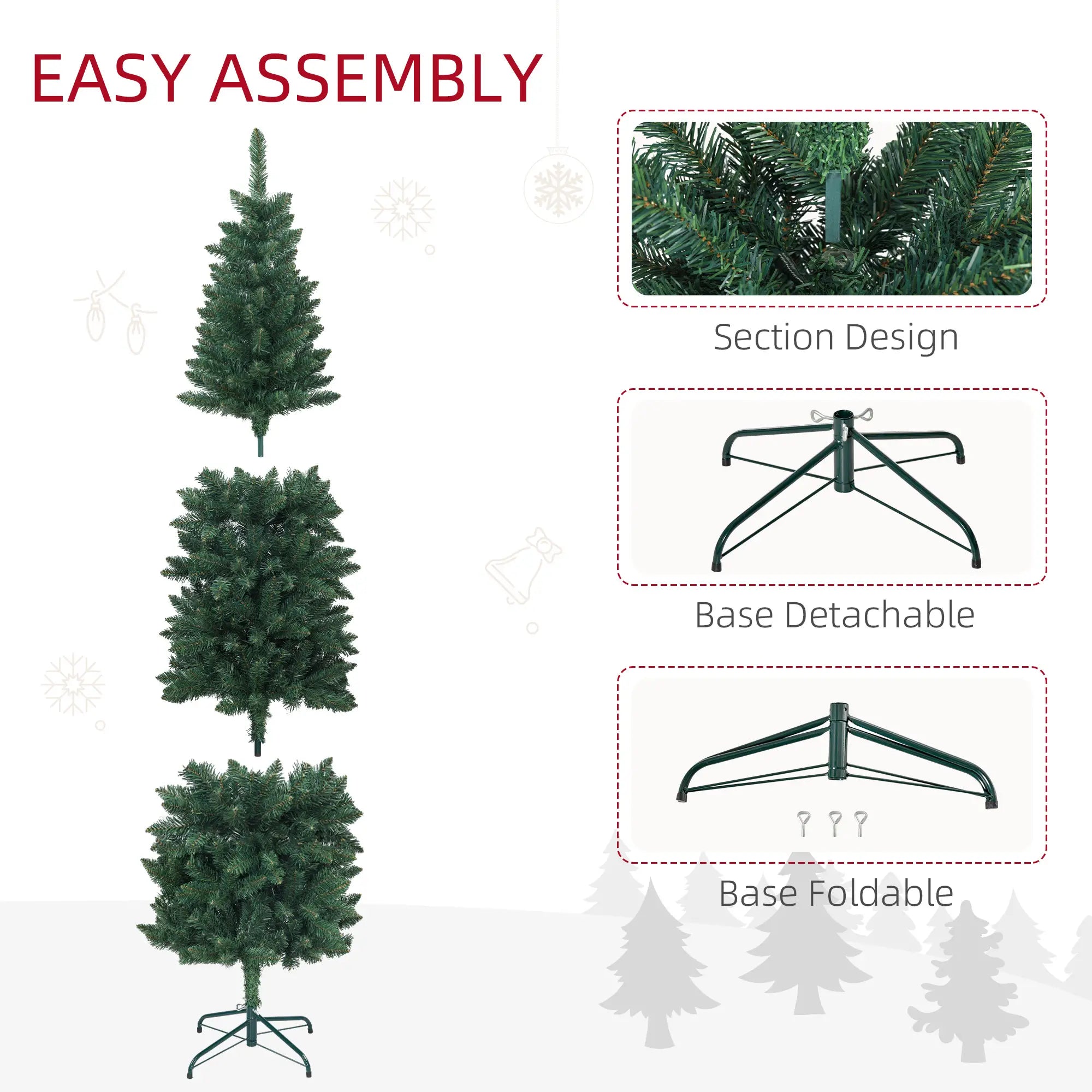 6ft Pencil Artificial Christmas Tree, 479 Branch Tips, Steel Base, Green Pencil Christmas Trees at Gallery Canada