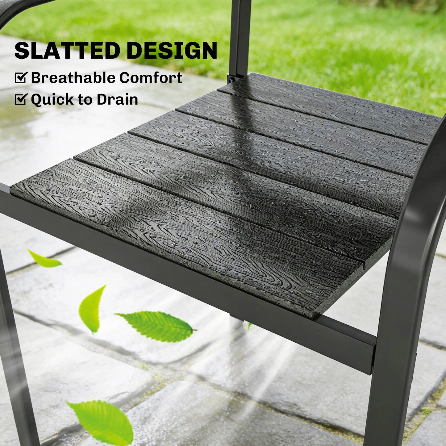 Stackable Patio Chairs Set Of 4, Outdoor Dining Chairs, Black Outdoor Dining Sets at Gallery Canada