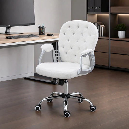 Office Chair, Adjustable Height, Tufted Back, White Task Chairs White at Gallery Canada
