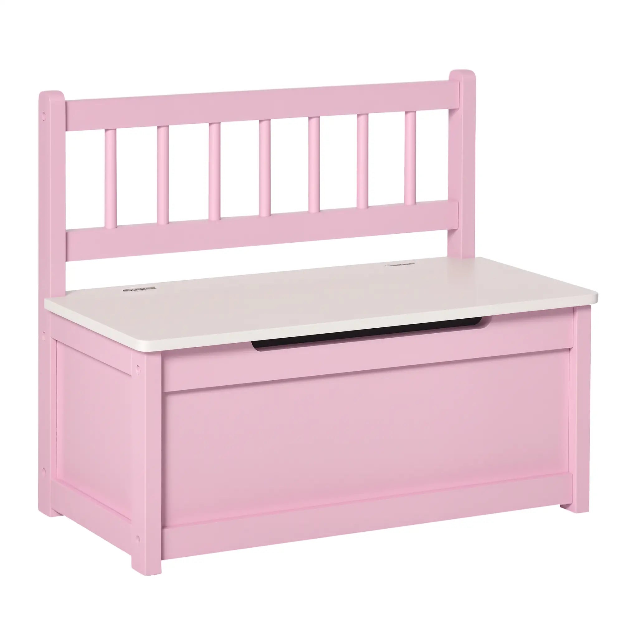2-in-1 Wooden Kids Toy Box, Storage Bench Seat, Pink Baby & Kids Storage Pink at Gallery Canada