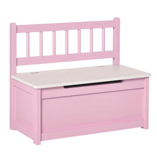 2-in-1 Wooden Kids Toy Box, Storage Bench Seat, Pink