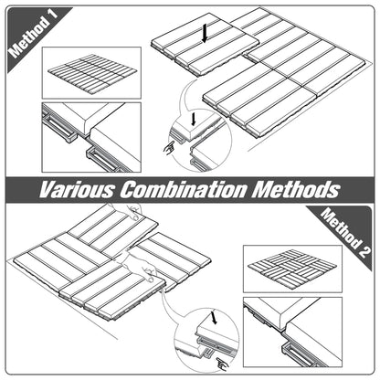 9 Pcs PP Interlocking Deck Tile, 12 x 12, Indoor Outdoor, Black Deck Tiles at Gallery Canada