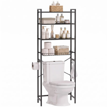 3-Tier Over-the-Toilet Storage Shelf, Adjustable, Black