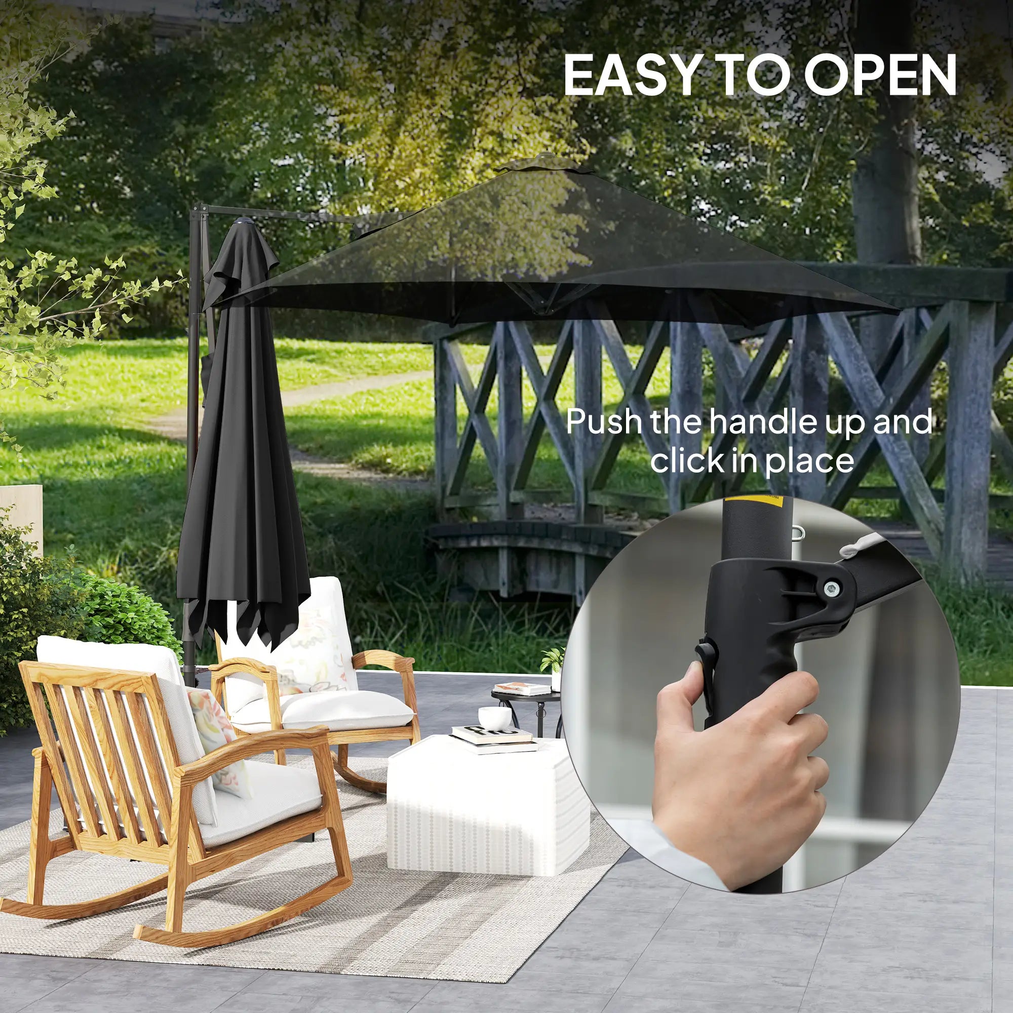 8.5FT Offset Patio Umbrella, 360° Rotation, Φ100.8