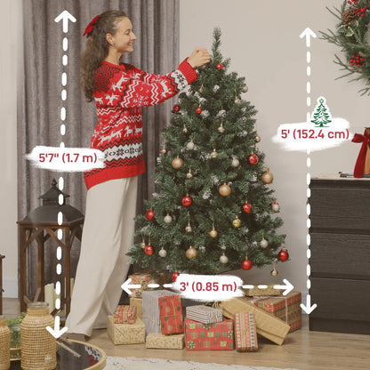 5 ft Frosted Prelit Christmas Tree, Dual Colour LED Light, Hinged, Easy Assembly, Dual Colour Pre Lit Christmas Trees at Gallery Canada