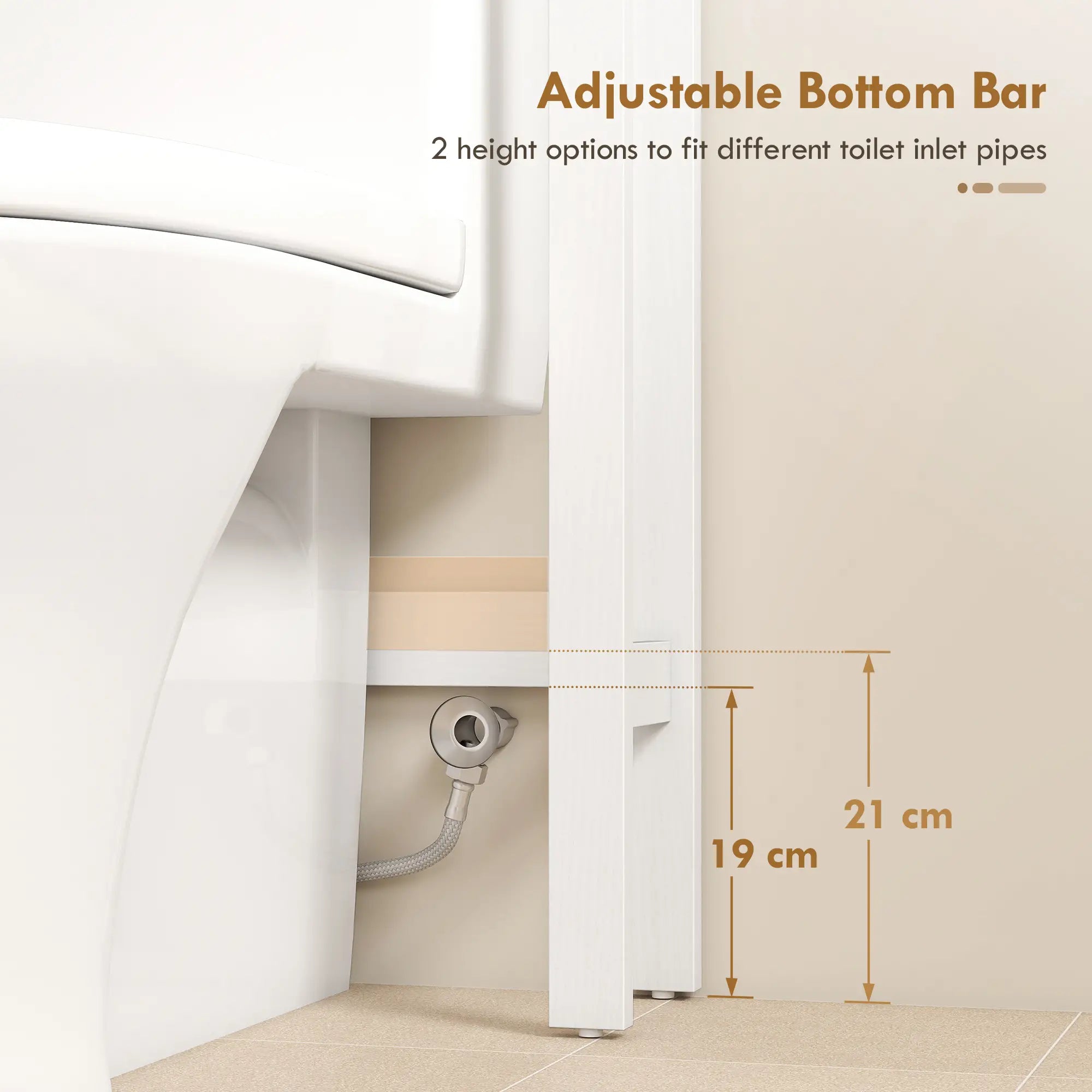 Over The Toilet Storage Cabinet, Open Shelf, Adjustable Bar, White Over The Toilet Storage at Gallery Canada