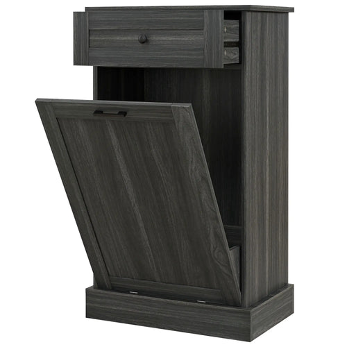 Kitchen Tilt Out Trash Bin Cabinet, Free Standing, Charcoal Grey