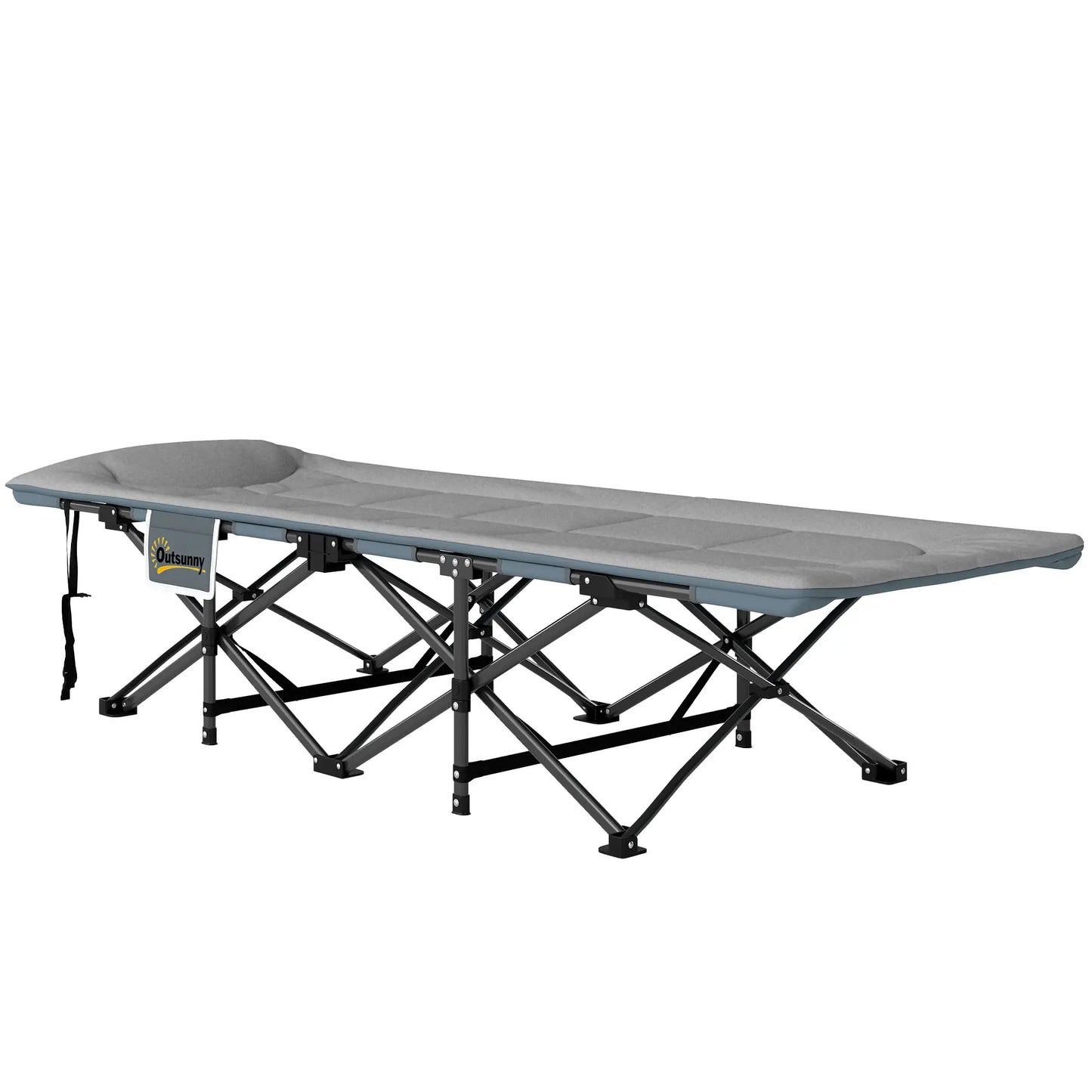 26.4" Wide Folding Bed, Camping Cot for Adults, Grey Camping Cots Grey at Gallery Canada