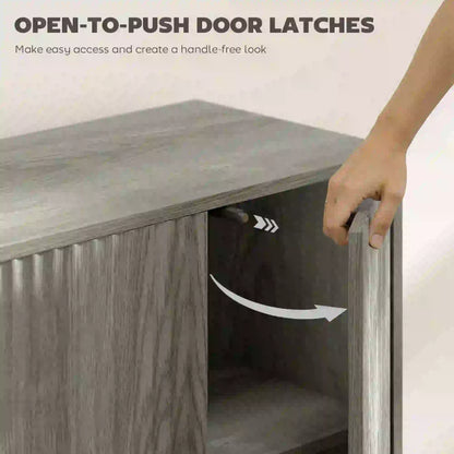 Fluted Sideboard with Adjustable Shelves, Light Grey Bar Cabinets at Gallery Canada