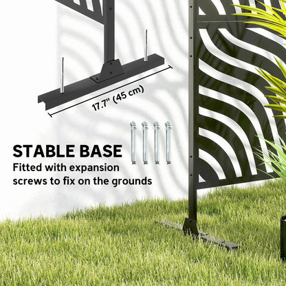 78" X 48" Metal Outdoor Privacy Screen, Freestanding Divider, Black