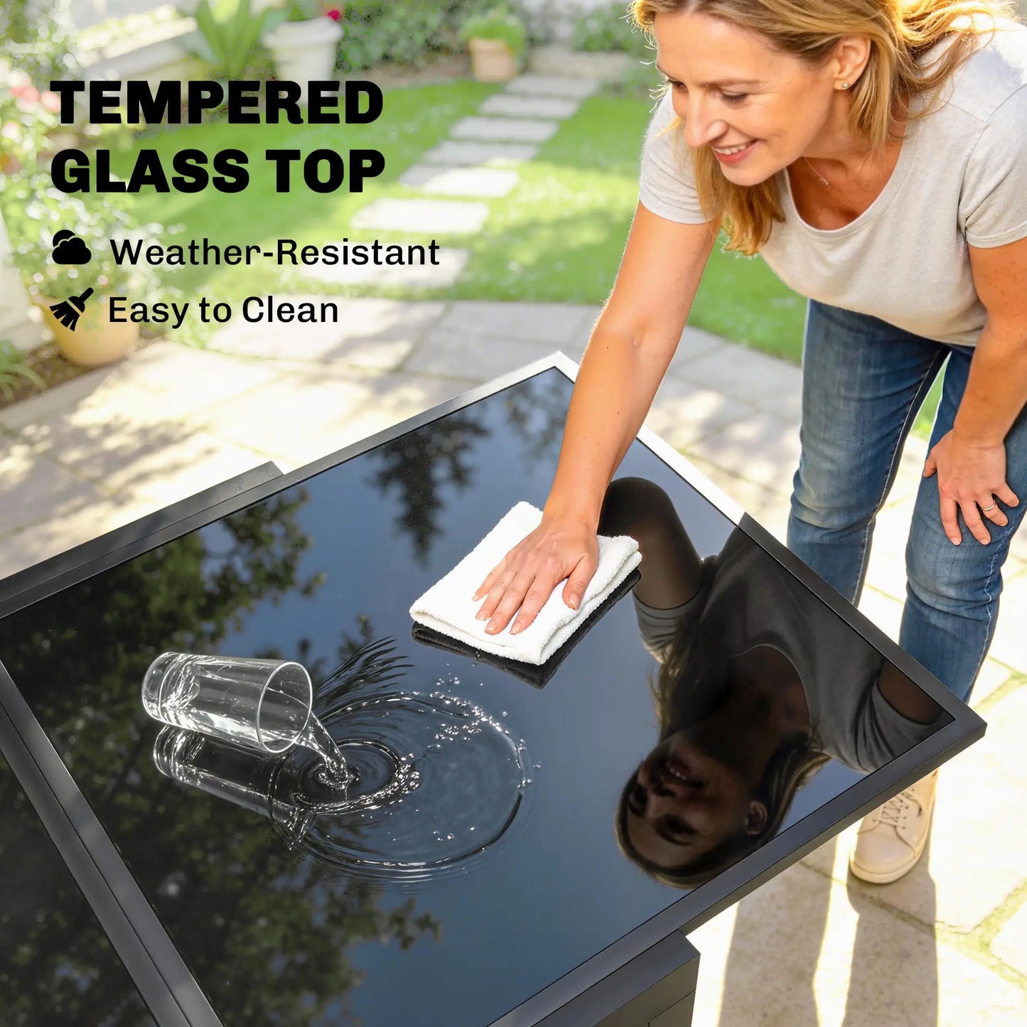 Aluminum Expandable Dining Table, Tempered Glass Tabletop, Black Patio Dining Tables at Gallery Canada