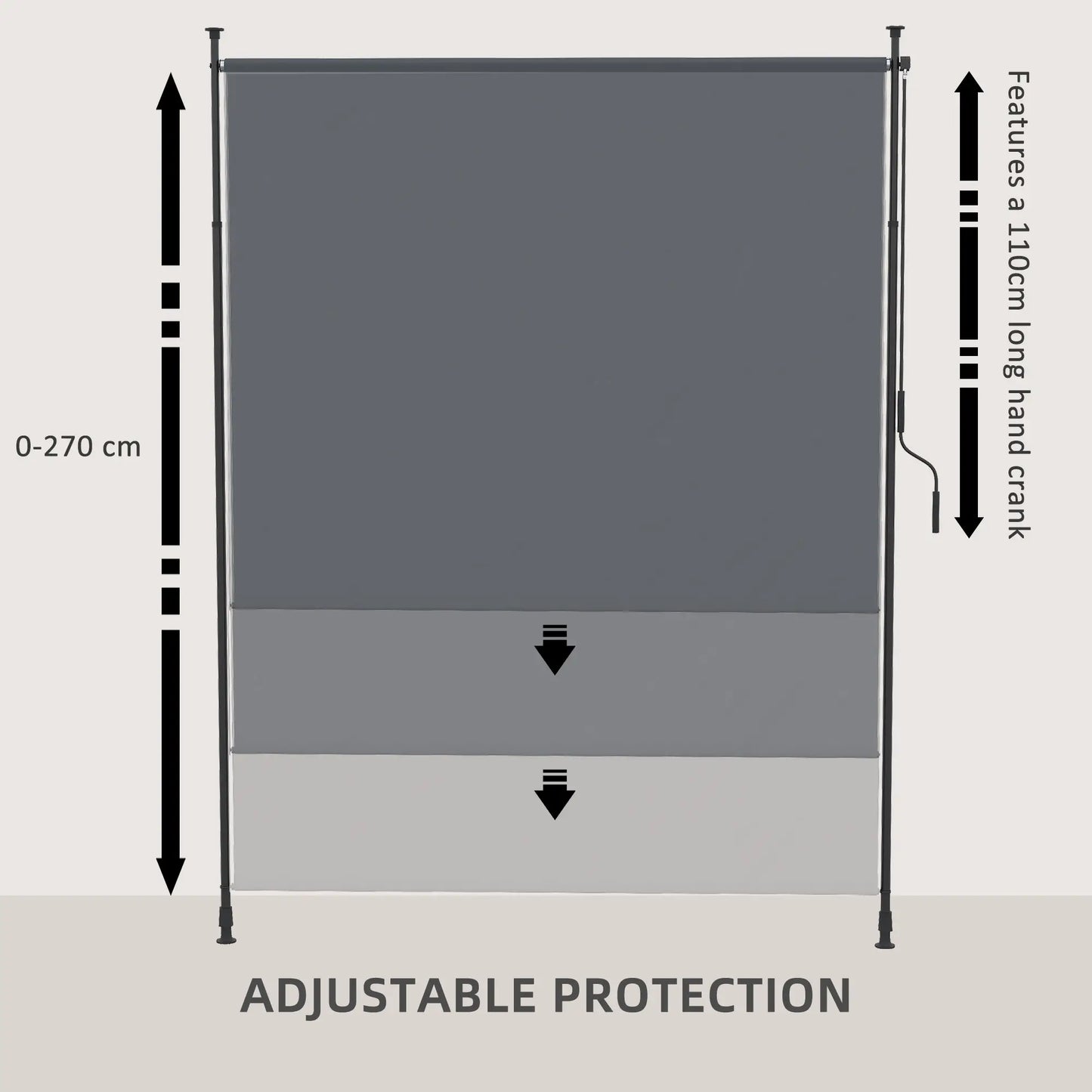 7' x 10' Retractable Patio Awning, Manual Outdoor Privacy Screen, UPF40+ Water-Resistant, Grey Retractable Side Awning at Gallery Canada