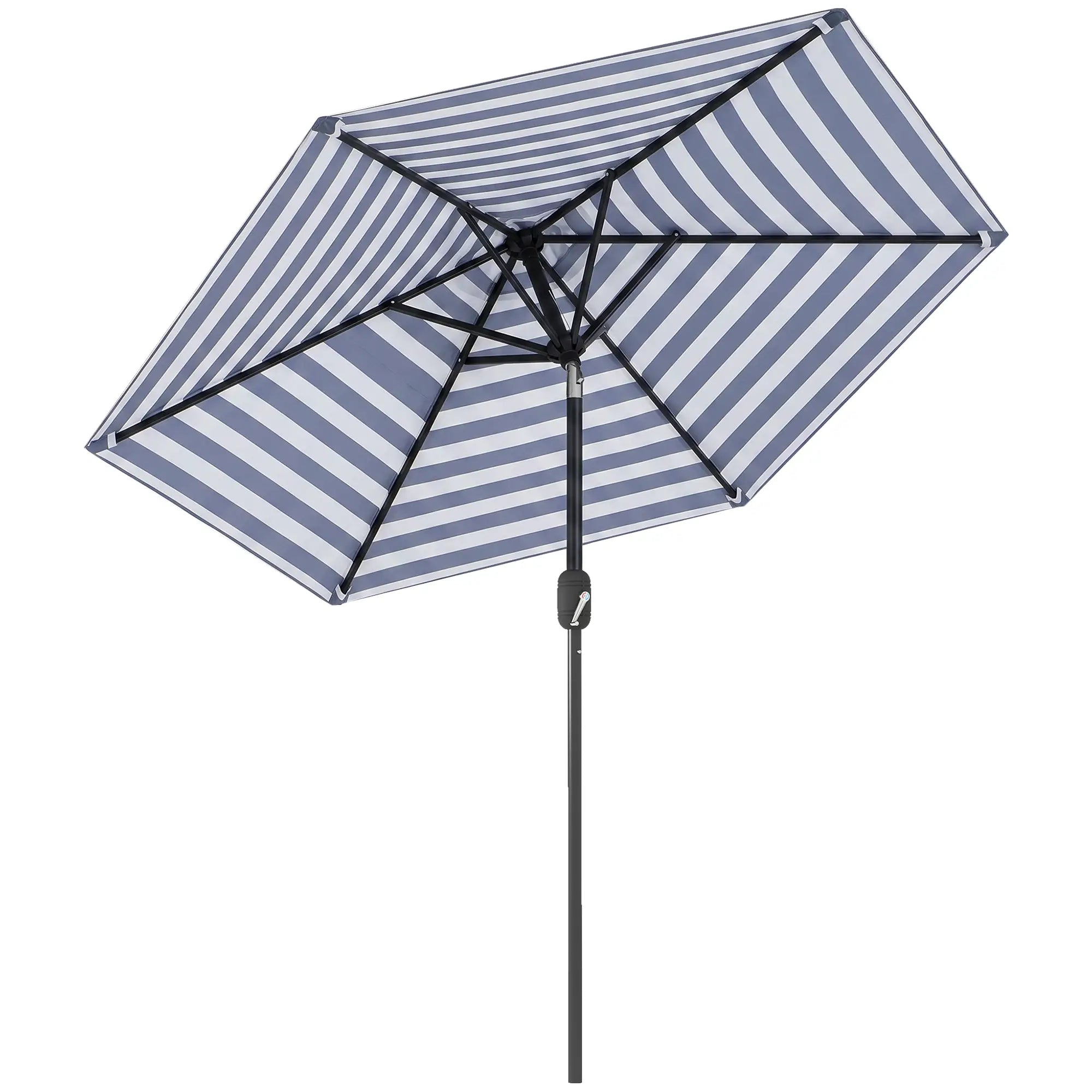 Outdoor Patio Sun Umbrella, 6 Ribs, Stripes, Blue Patio Umbrellas at Gallery Canada