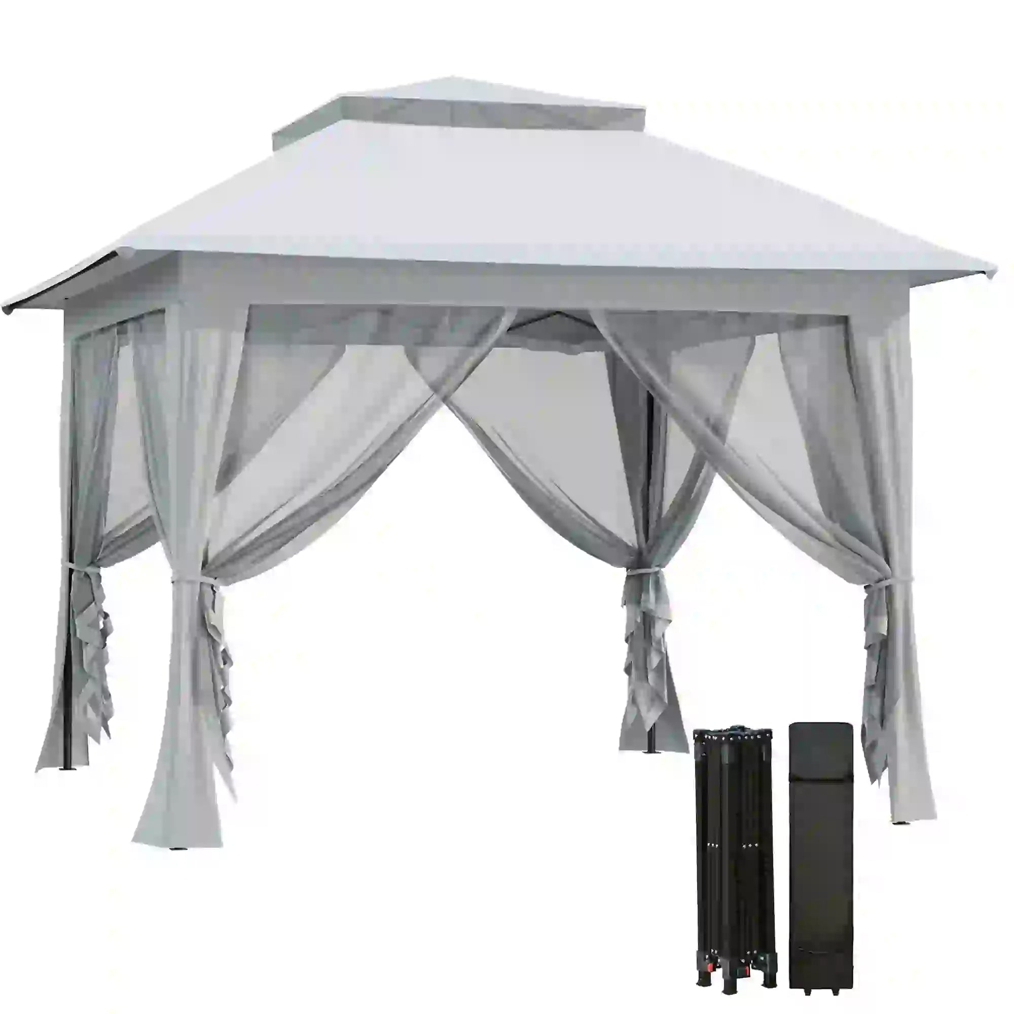 12' x 12' Foldable Pop-Up Party Tent, Steel Frame, Light Grey Pop Up Canopies at Gallery Canada