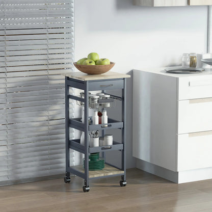 Rolling Kitchen Island Cart, Mobile Storage with Drawer, Wire Basket, Grey Kitchen Islands & Kitchen Carts at Gallery Canada