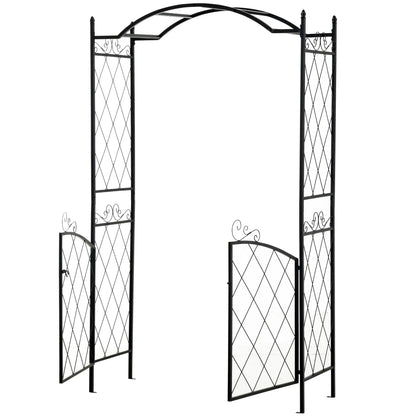 7FT Metal Garden Arch with Gate, Climbing Planter Frame, Black Garden Arches at Gallery Canada