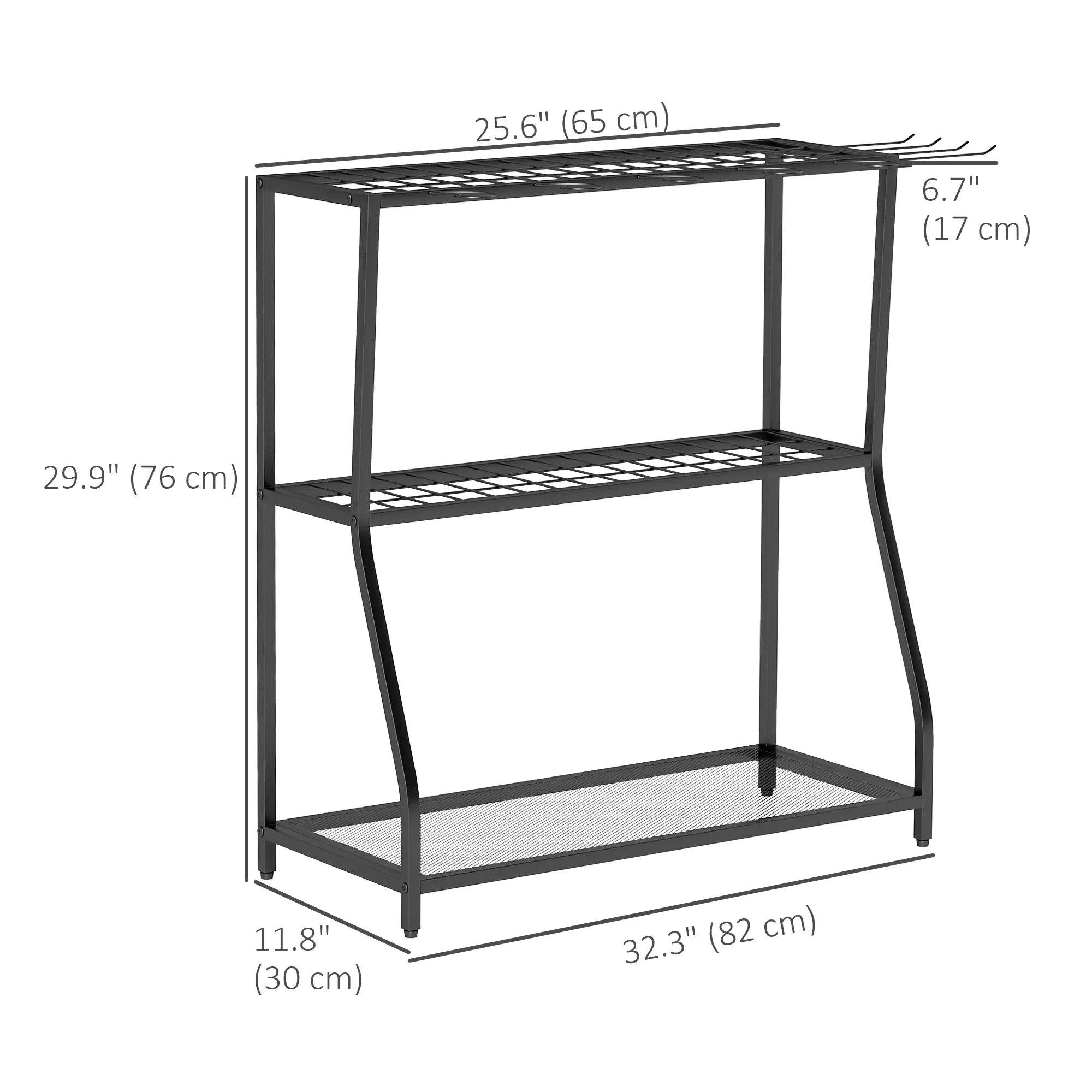 3-Tier Yard Tool Rack, Garden Organizer with Hooks, Black Garden Accessories at Gallery Canada