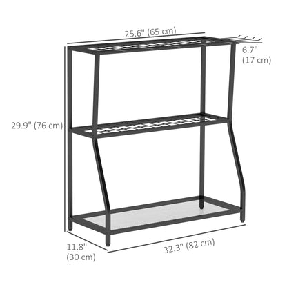 3-Tier Yard Tool Rack, Garden Organizer with Hooks, Black Garden Accessories at Gallery Canada