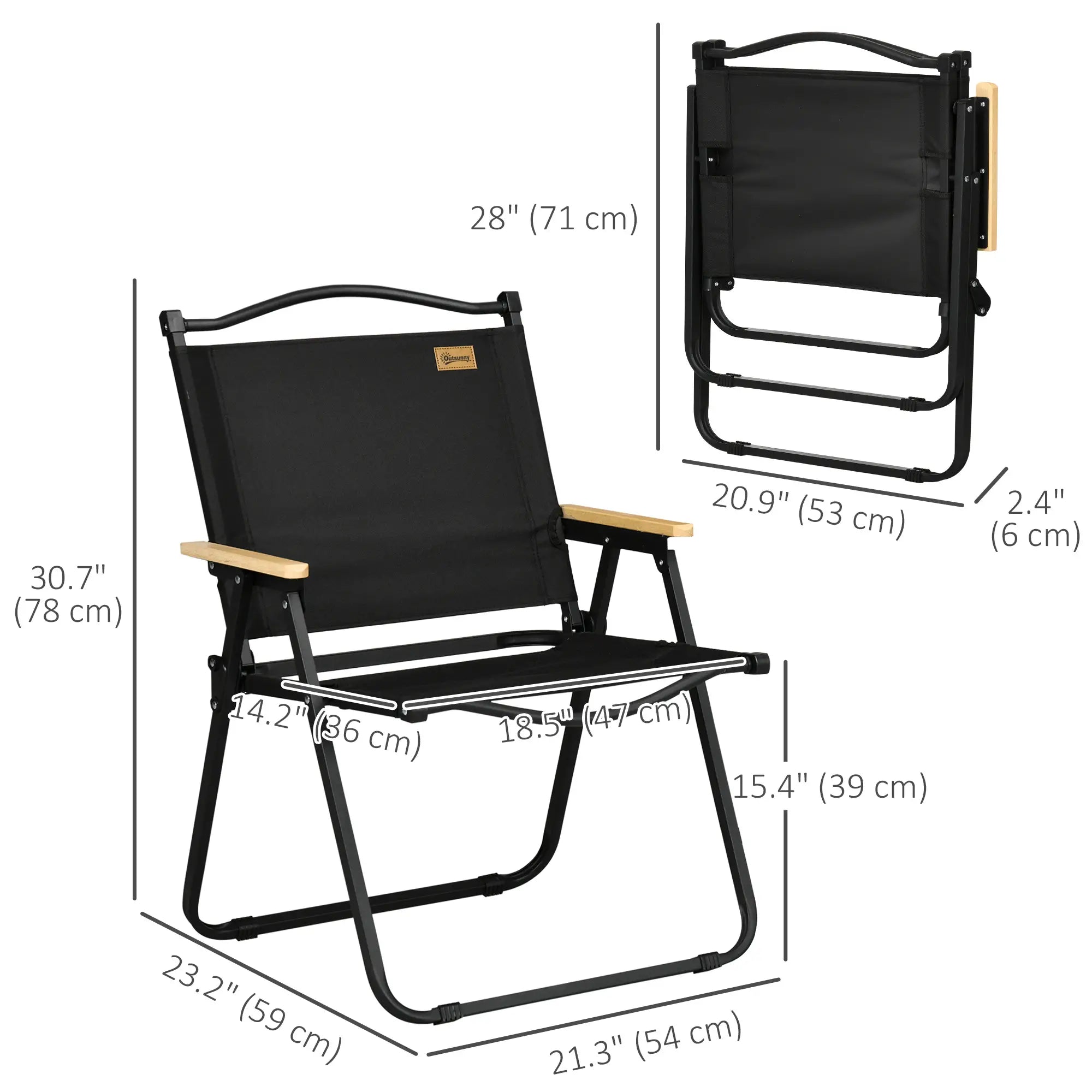 Set Of 2 Lightweight Folding Camping Chairs, Portable Armchairs, Black Picnic Tables & Camping Chairs at Gallery Canada
