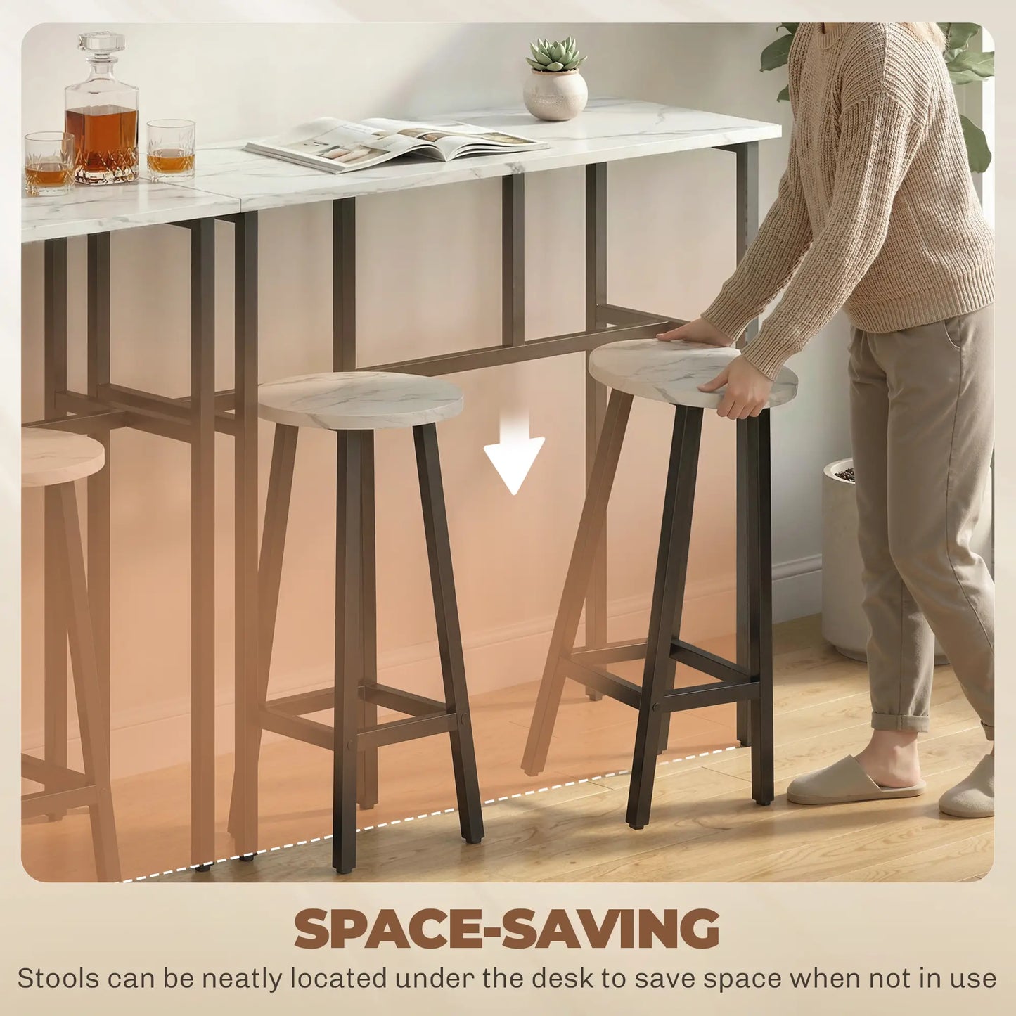 Bar Table Set Of 6, White Marble Breakfast Table And 4 Stools, White Bar Sets at Gallery Canada