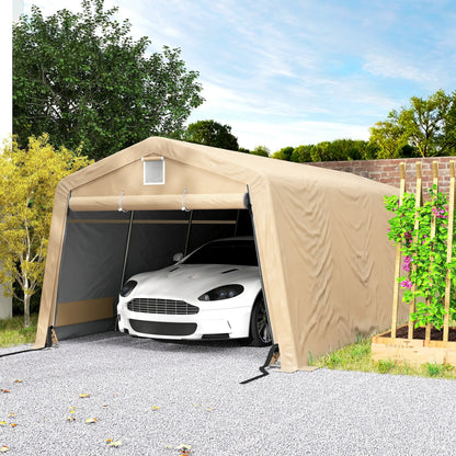 11' x 20' Portable Garage, Heavy Duty Carport Canopy, Khaki Car Shelters at Gallery Canada
