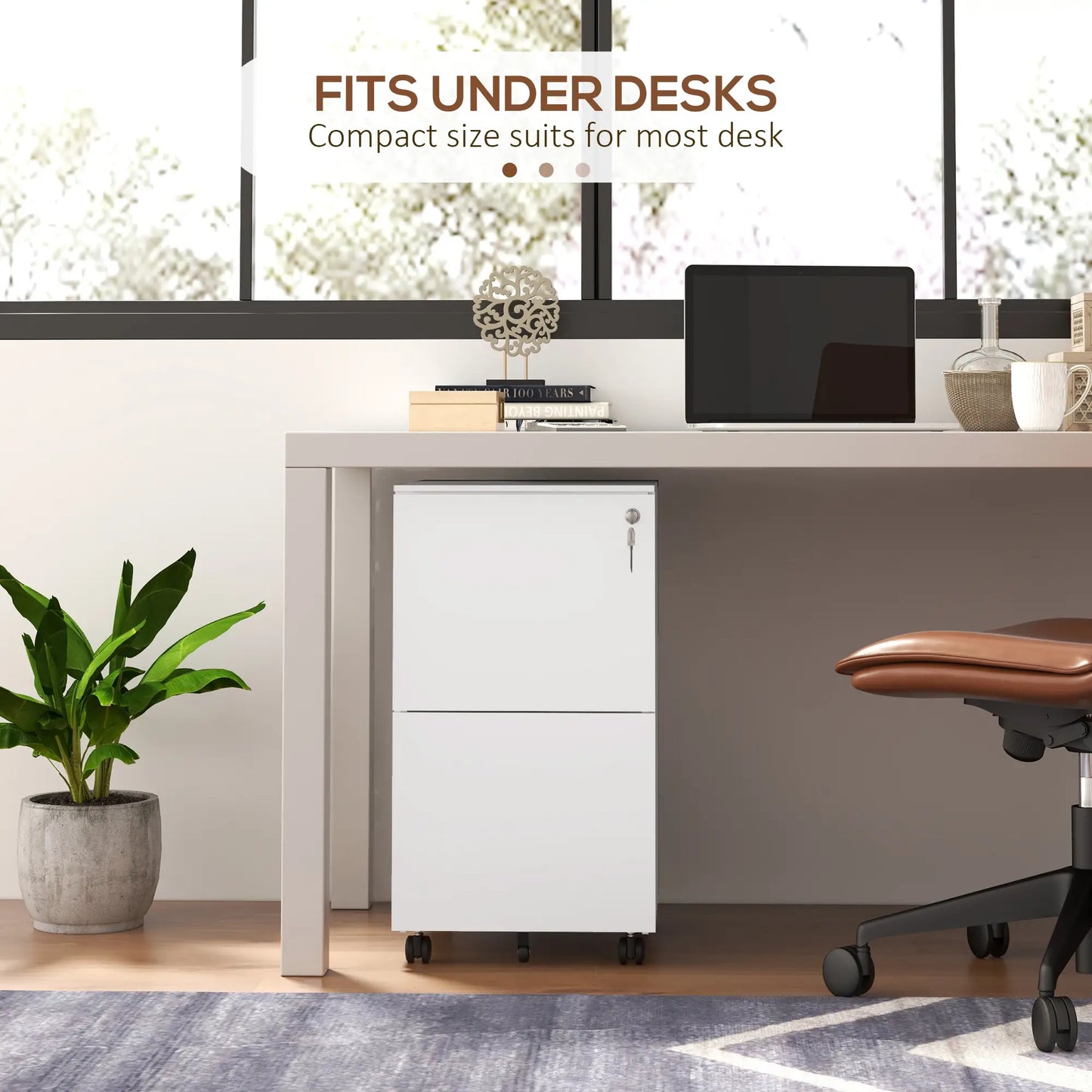 2-Drawer Steel Filing Cabinet on Wheels, Lockable, Adjustable Hanging Bar, White Office Cabinets & Cupboards at Gallery Canada